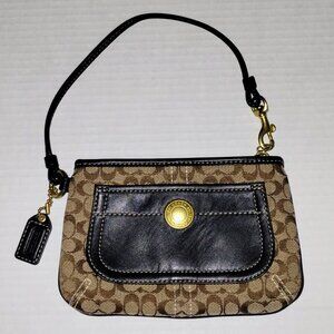 Coach Leather Canvas Brown Signature Wristlet